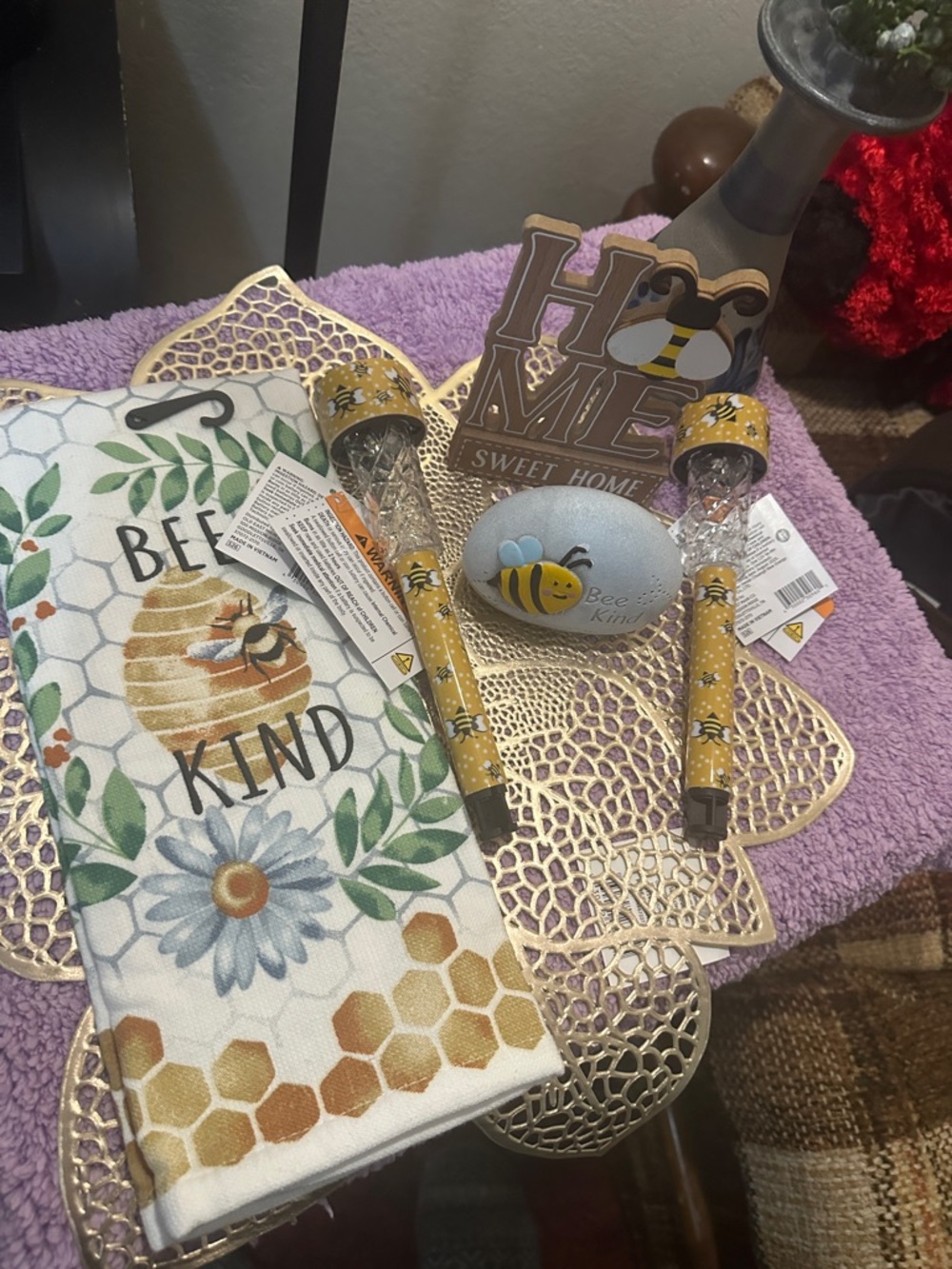 Bee Kind Kitchen Towel and Decorative Bee Set - Yellow